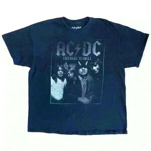 AC/DC Highway To Hell Mens T-Shirt Short Sleeve Crew Neck Faded Black XL